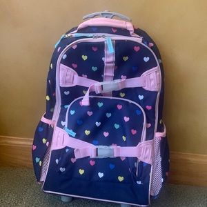 POTTERY BARN Rolling backpack heart print